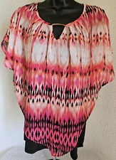 Time Line Womens Shirt Top Blouse Size S Small Pink Black White