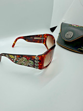 ED HARDY Vintage Tattoo Eyewear Womens Sunglasses w/Case EHS-023 Tortoise Frame
