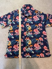 Guinness Men's Toucan Floral Hawaiian Shirt Blue Multicolor Short Sleeve L