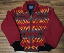 Vintage Pendleton Southwestern Print Wool Bomber Aztec Jacket Made In USA