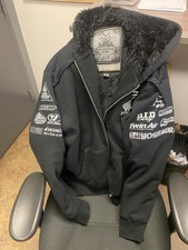 Vintage Fox Racing Honda Sasquatch Sherpa Lined Hoodie Black Zip Up XL Patchwork