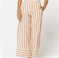 Roxy Wild Ideas Crop Womens Linen Pants High Waisted Size Small Beach Lounge