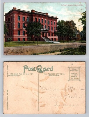 Fargo, ND-North Dakota, St John s Hospital Red Brick Building Vintage Postcard