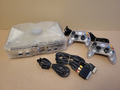 Xbox Classic Konsole - Crystal Edition + 2 Controller + alle Kabel - Microsoft -