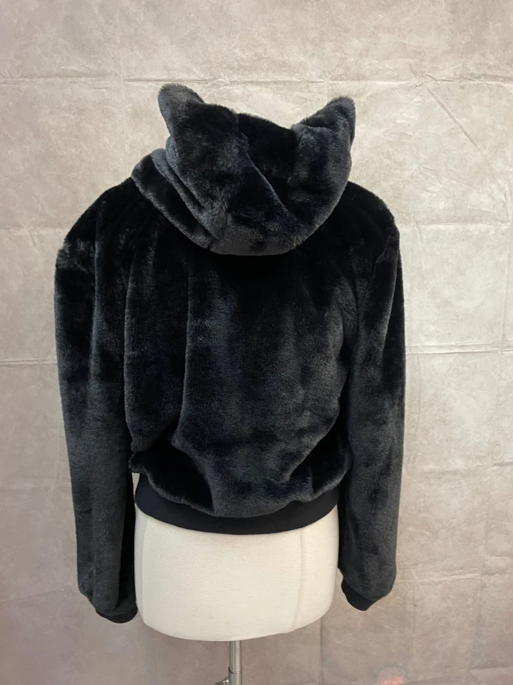 Reflex женщин черный искусственного меха Куртка Пальто с капюшоном размер XL - Изображение 3 из 4