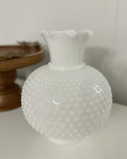 Vintage Hobnail White Milk Glass Ruffled Hurricane Lamp Shade