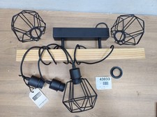 EGLO Townshend 5 Ceiling Pendant 3 Light Black Steel & Wood 20cm E27 For Kitchen