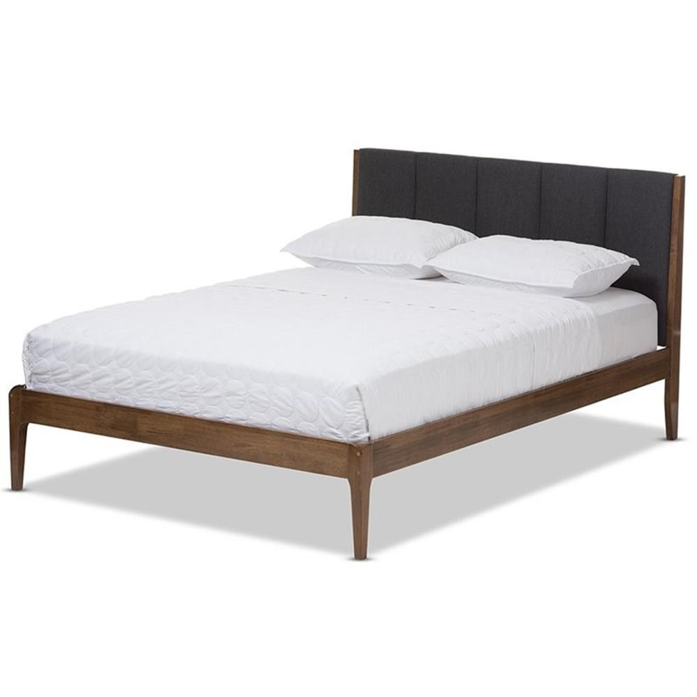 Baxton Studio Ember Queen Platform Bed in Gray and Walnut Brown