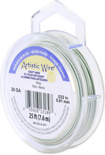 , 20 Gauge Silver Plated Tarnish Resistant Colored Copper Craft Wire, White, 25
