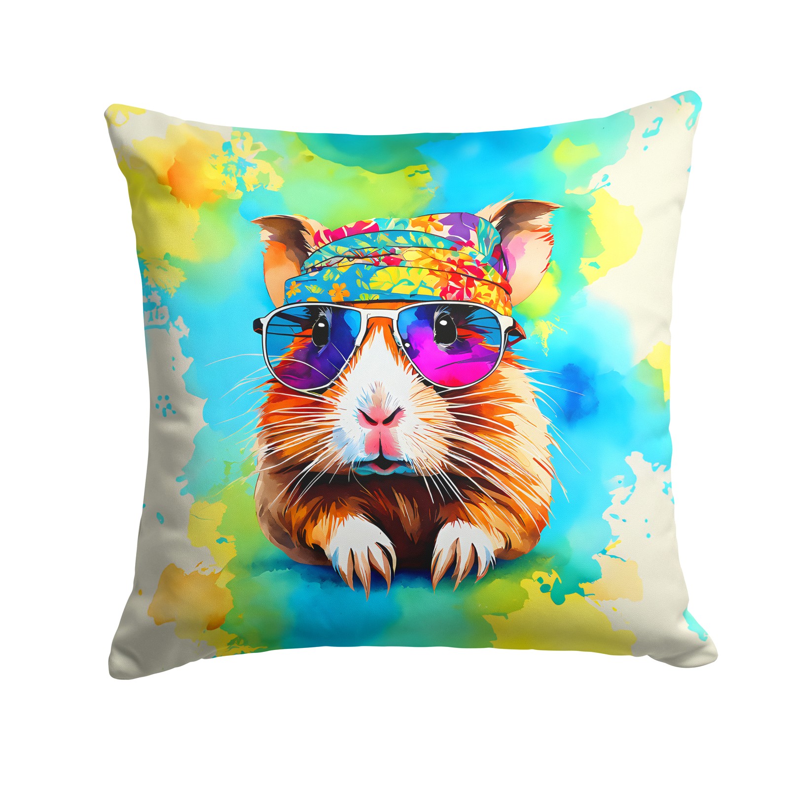 Guinea Pig Hippie Animal Fabric Decorative Pillow DAC3960PW1414