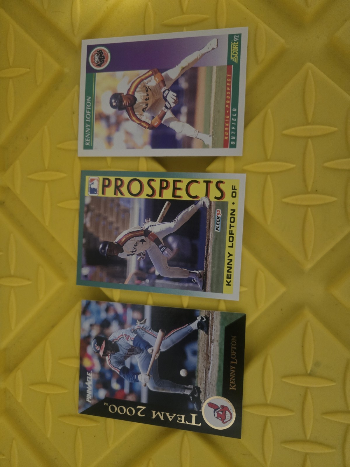 Kenny Lofton 1992 Fleer Score Prospects/Pinnacle Team 2000 3-Card #655 #845