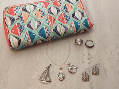 Maritim Strand Thema 925 Sterling Silber Lot Vera Bradley Geldbörse Swarovski
