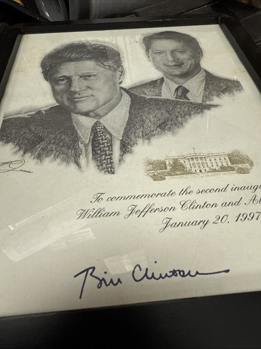 1997 Autographed Drawing Bill Clinton Al Gore Signed Second Inauguration - Picture 6 of 9
