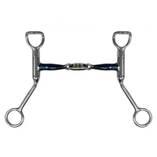 5"  Western shanked snaffle bit w/double jointed sweet iron lozenge mouth