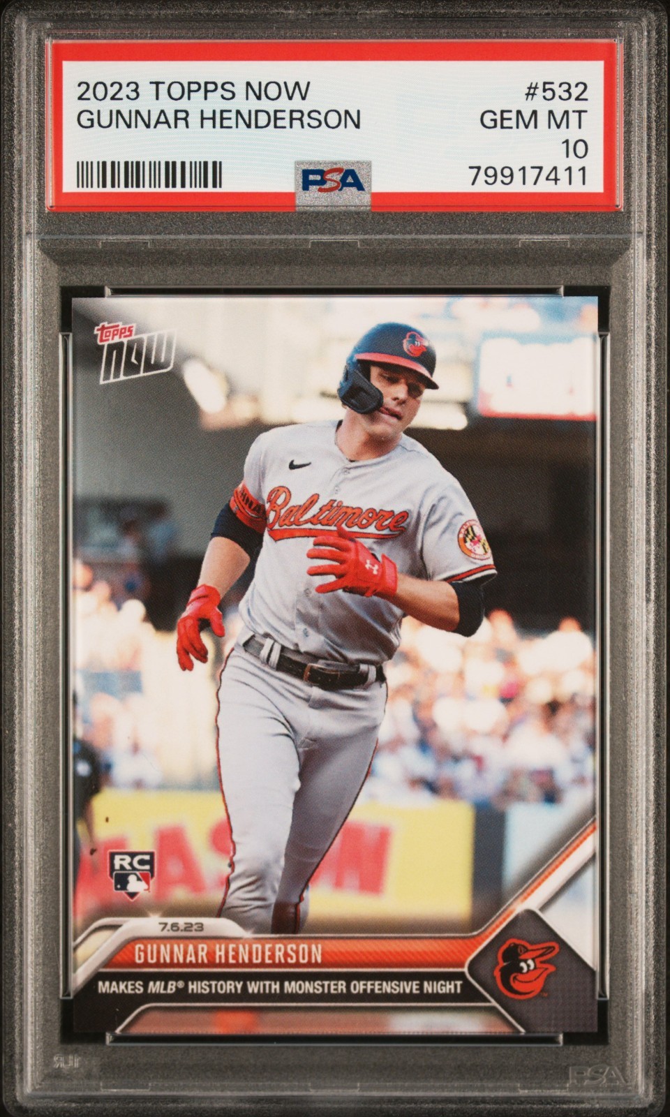 2023 Topps Now #532 Gunnar Henderson RC - PSA 10