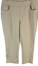Belle Kim Gravel Coastal Crop Ponte Pants Sz 14 Beige A640318 Women CB66L