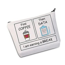 Teacher Zipper Pouch Makeup Bag BCBA Therapist Behavior First COFFEE Then Bag