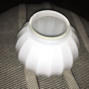 LIGHT SHADE Satin White GLOBE Glass Round Ribbed Fluted - FITTER 3 7/8"