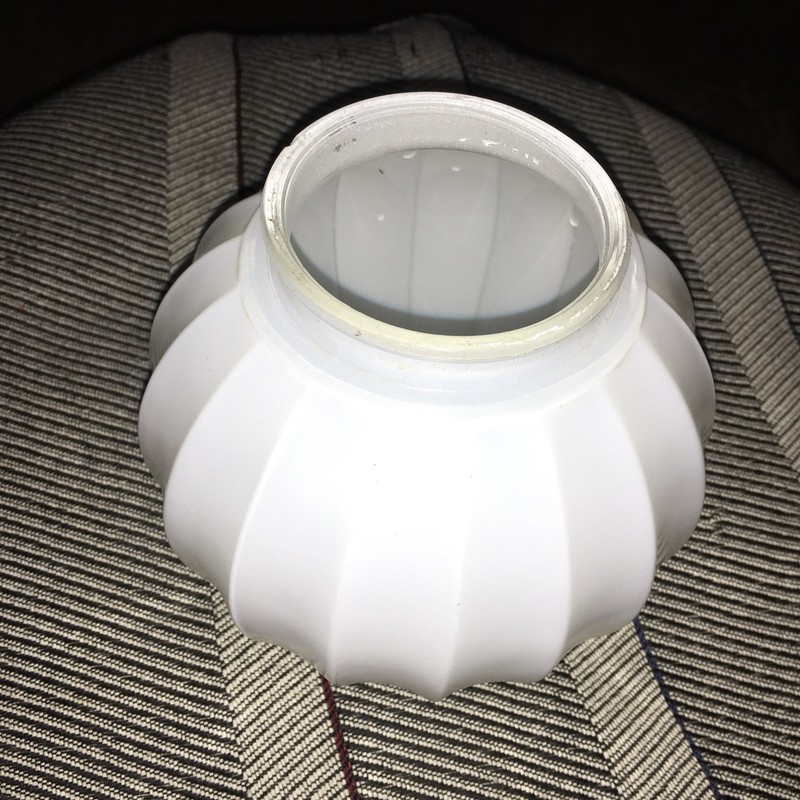 LIGHT SHADE Satin White GLOBE Glass Round Ribbed Fluted - FITTER 3 7/8"