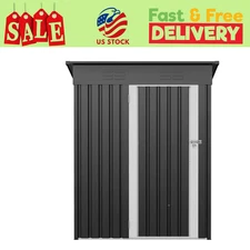Uforic 5 x 3FT Outdoor Metal Storage Shed with Lockable Door, Sloped Roof, Gray