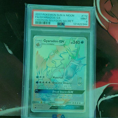 Pokémon Gyarados GX Secret Rare 112/111 Sm-Crimson Invasion Holo PSA 9