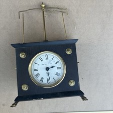 Vintage Mantel Clock Swing Arm Brass Wood Shelf Clock Roman Numerals