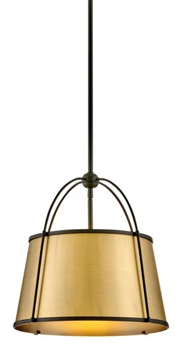 Hinkley Lighting 4894 Clarke 1 Light 16"W Pendant - Black / Lacquered Dark Brass - Picture 1 of 12