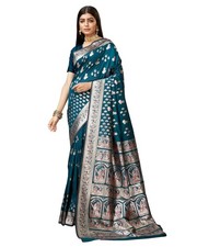 Women's Bengal Baluchari Banarasi Silk Saree With Blouse Piece