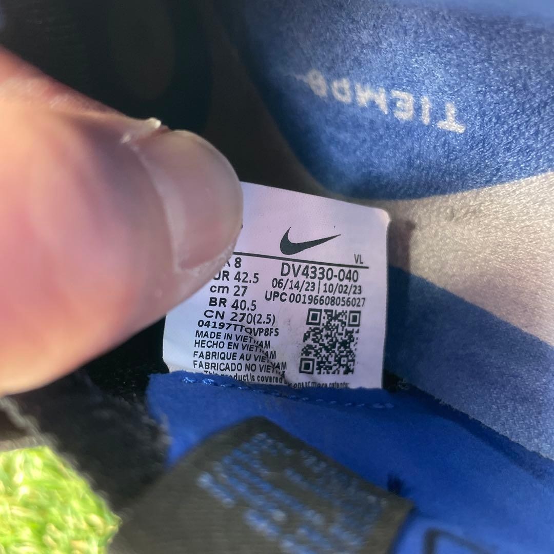 Nike Tiempo Legend AG Soccer Cleats US 9 Black/Blue with Storage Bag thumbnail 6