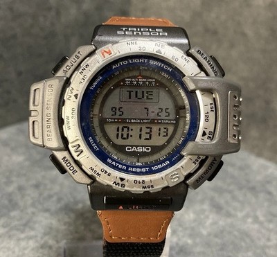 Casio Pro Trek PRT-40FGJ Fishing Gear Triple Sensor Vintage Watch Tested Japan