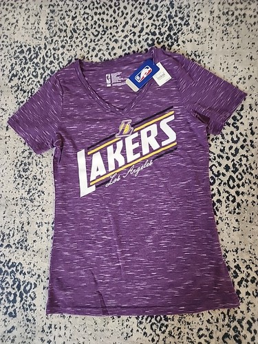 NWT NBA Los Angeles Lakers Short Sleeve V-NECK Purple Shirt SZ L - Picture 1 of 5