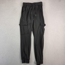 Cargo Jogger Pants Mens Medium Black Elastic Waist Pockets Casual Stretch