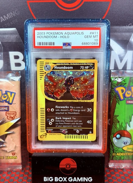 Pokemon 2003 Houndoom Aquapolis Holo #H11 PSA 10 Gem Mint Swirl 🐈‍⬛ 💎 - POP 59
