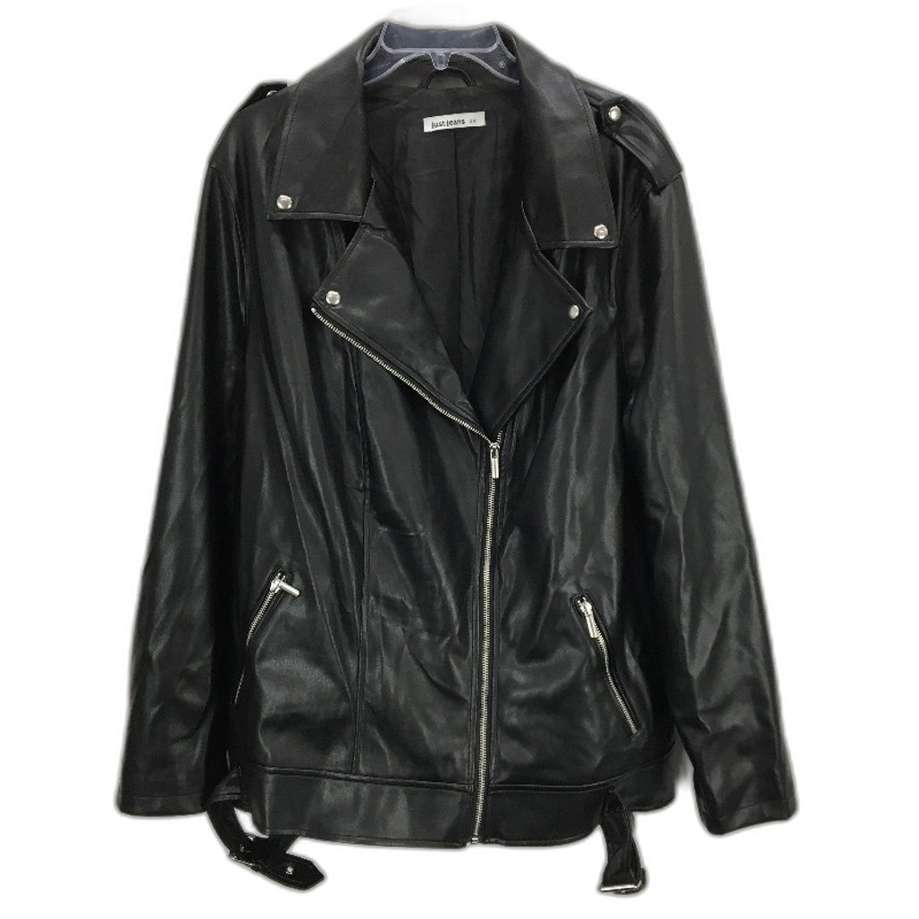 NEW Just Jeans Curve Black Sarah Faux Leather PU Jacket Plus Size Womens  Size 24