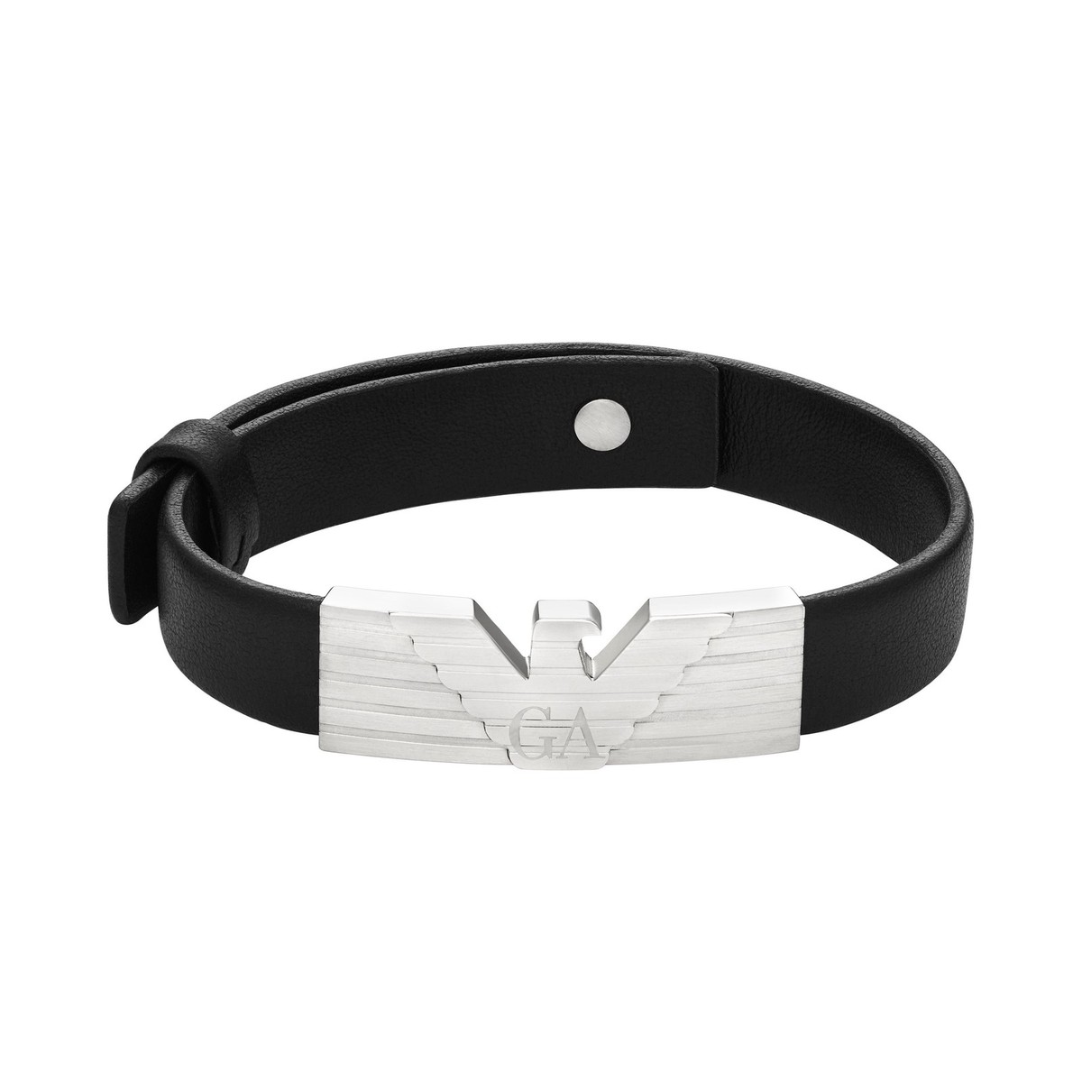 Emporio Armani Mens Bracelet EGS3075040 Leather Black | eBay
