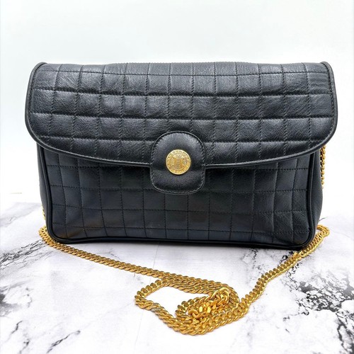 Celine Chain Shoulder Bag Triomphe Leather Quilted 2-Way