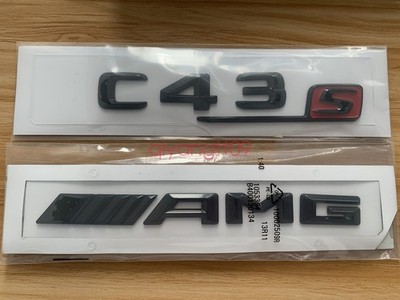 Glossy Black C43 S + AMG Letters Trunk Embl Badge Sticker for Mercedes Benz C43
