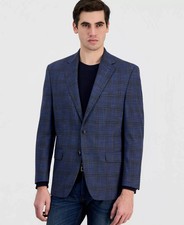 325 Michael Kors Men's Blue Brown Classic Fit Plaid Sport Coat 38 S yjn1726