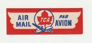 Trans-Canada Air Lines 1945 airmail label etiquette