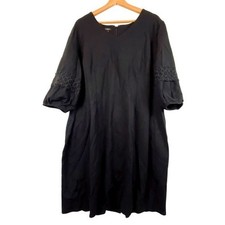 Talbots Women's Short sleeve Midi dress Sz 16P Black Ponte Office Minimalist