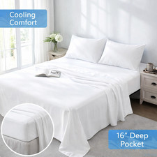 Queen Bamboo Blend Sheet Set 4PC 16  Deep Pocket Cooling Soft Hypoallergenic