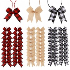 24 Pcs 3 Inch Mini Buffalo Plaid Check Ribbon Bow Smal Bows for Crafts Sewing