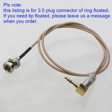 Time code Cable 28" BNC Plug to 90° 3.5mm TRS DSLR SYNC Genlock Camera input