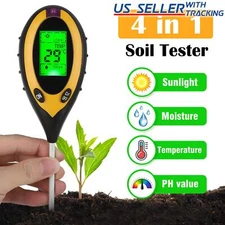LCD Digital PH Soil Tester Water Moisture Temperature Sunlight Test Meter Plant
