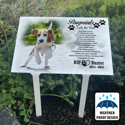Personalisierter Grabmaler, Fotoplakette und Pfähle Hund, Katze oder jedes Haustier.