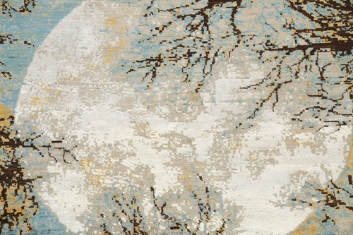 Nature Print Abstract Oriental Wool/ Silk Area Rug Hand-knotted Wool Carpet 6x8 - Picture 4 of 12