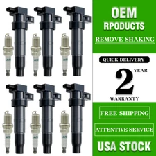 Set of 6 Ignition Coil &  Spark Plug Fit For 06-14 Kia Sedona Sorento 3.8L UF546