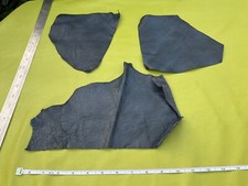 SCRAP PIECE SAMPLE Blue COWHIDE GENUINE Offcut REAL LEATHER SUEDE MATERIAL Cloth
