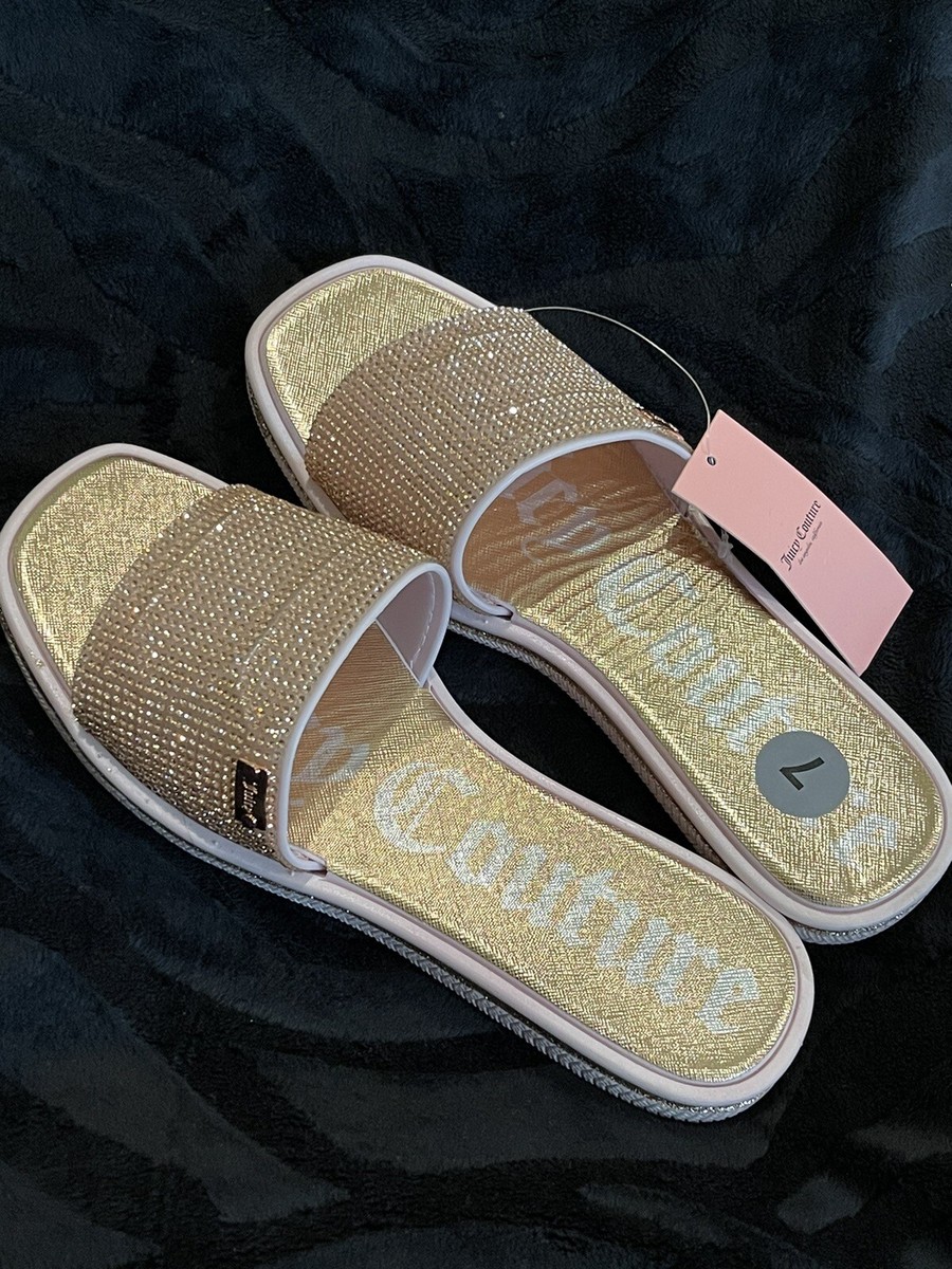Juicy Couture Gold Sparkle Slides Juicy Couture Womens Rhinestone