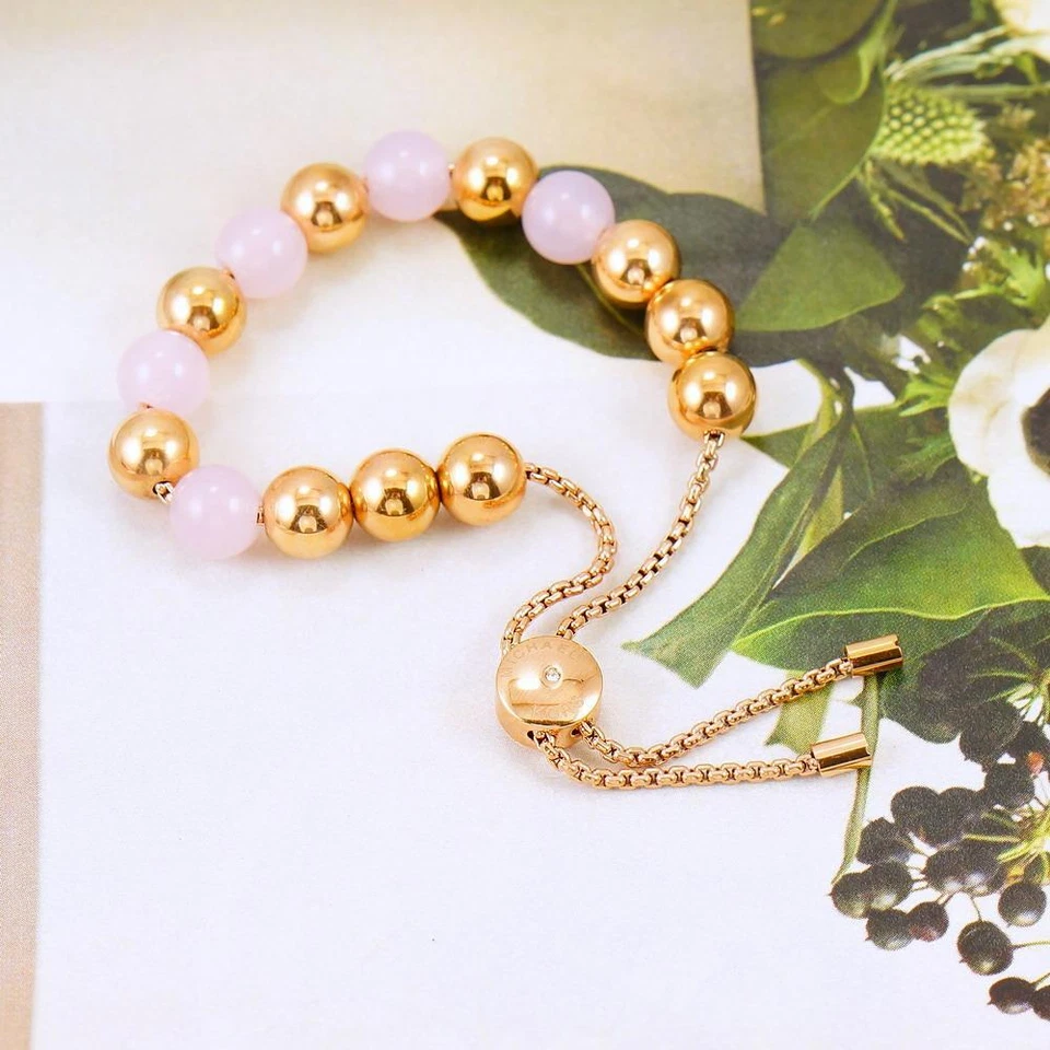 Nuevo Brazalete Deslizante Michael Kors Cuentas Cuarzo Rosa Tono Oro Rosa Foto 2 de 4